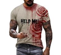Générique Halloween Pack De Chemises Ajustées Manches Courtes pour Hommes T-Shirt à Homme, imprimé Sanglant, Style Halloween, décontracté et Confortable, idéal Les T-Shirts(Vin,4XL)