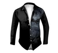 Générique Halloween Pack T-Shirts Hommes Chemise à Manches Longues pour Hommes, imprimé Halloween, célébration Amusante en V(Gris foncé,S)