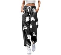 Générique Halloween Pantalon Peintre de survêtement C pour Femmes, Poche, Taille Haute, Sport, Fitness, Jogging Actif Leggings Jupe Satin(Blanc,M)