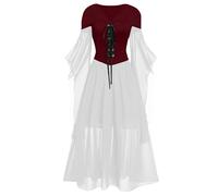 Générique Halloween Pirate Fantome Dentelle Costume Adulte Halloween Cosplay Squelette Citrouille Robe Sorcière Sexy Chapeau Soiree Vampire Deguisement Zombie Costume Medieval Femme XL