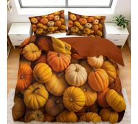 Générique Halloween Plantes Citrouilles 3D Imprimé Housse de Couette Parure de Lit 2 Personnes 220 x 240 cm, Couleur Orange Microfibre Ensemble de Literie avec Housses de Couettes Taies d'oreillers