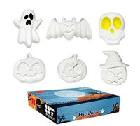 Générique Halloween Plaster to Paint, Unpainted Craft Figures, Pumpkin Ghost Bat Set, Includes Brush Palette, Handcraft Painting Tool for Kids, Adults, Party Activity, Holiday Fun, Halloween Decor