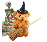 Générique Halloween Plush Bear, Witch Themed Soft Toy, Seasonal Desktop Decor, 2.76x1.81 inches, Pumpkin Accent, Cozy Spooky Display for Dining Table Nightstand Home Dorm Haunted House Setting
