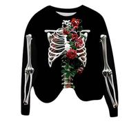 Générique Halloween Pull en Hommes Sweat-Shirt à Manches Longues et col Rond pour Femmes, Halloween, Mignon la Mode Cardigan Ensembles Femmes(Rouge,S)