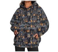 Générique Halloween Pull Homme Compatible with Moto Sweat-Shirt surdimensionné à Manches Longues et col Rond pour Femme, imprimé Cardigans Femmes Longue Vente(armée Verte,4XL)