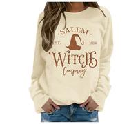 Générique Halloween Pull pour Femme Motif Hocus Pocus Manches Longues Col Rond Sweat Confortable Idéal Célébration Halloween Vêtement Casual Femme