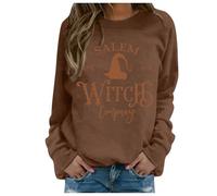 Générique Halloween Pull pour Femme Motif Hocus Pocus Manches Longues Col Rond Sweat Confortable Idéal Célébration Halloween Vêtement Casual Femme