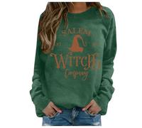 Générique Halloween Pull pour Femme Motif Hocus Pocus Manches Longues Col Rond Sweat Confortable Idéal Célébration Halloween Vêtement Casual Femme