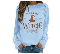 Générique Halloween Pull pour Femme Motif Hocus Pocus Manches Longues Col Rond Sweat Confortable Idéal Célébration Halloween Vêtement Casual Femme