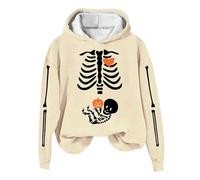 Générique Halloween Pull Princesse Sweat à Capuche Manches Longues et pour Femme, Mode Automne/Hiver, imprimé Moumoute(Beige,M)