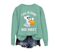 Générique Halloween Pulls Molletonnés pour Femmes Pull Capuche Flanelle Sweat à Manches Longues et col Rond Femme Specterprint Manteaux Vestes Habillés(Menthe Verte,XXL)