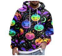 Générique Halloween Pulls Noirs Hommes à Manches Longues Dessin animé Imprime Sweat Capuche Chaud Hauts Pull Enfants Tenues Costume Chemises pour(Dark Violet,M)