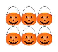 Générique Halloween Pumpkin Bucket - 6X Candy Pail Holder, Festive Pumpkin Candy Basket, Trick Or Treat Cauldron Holder | Storage Jars for Holiday, Fall, Festival, Events, School, Outdoor Gathering