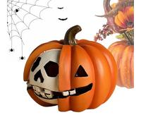 Générique Halloween Pumpkin Decor, Spooky Skeleton Ornament, Fall Horror Prop, Lightweight Resin Build, Realistic Carved Design, 1PC Orange, for Desk, Mantel, Window, Haunted House