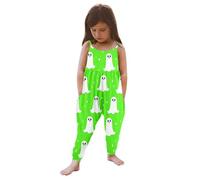 Générique Halloween Pyjama Combinaison Ado Fille à Bretelles imprimée pour Filles, Pantalon Ha Yi LUN, la Mode et décontracté, Enfants Rose(Vert,5 Ans)