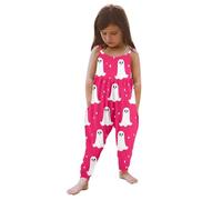 Générique Halloween Pyjama Combinaison Ado Fille à Bretelles imprimée pour Filles, Pantalon Ha Yi LUN, la Mode et décontracté, Enfants Rose(Rose Vif,3 Ans)