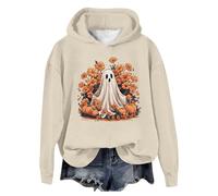 Générique Halloween Pyjama Vêtements pour Femmes Automne et Hiver Tendance Sweat à Capuche Mignon Imprimé Haut Robe Couverture Polaire(Beige,XXL)