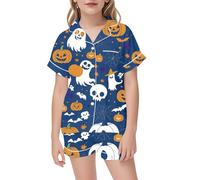 Générique Halloween Pyjamas pour Enfant,Halloween Ensembles de Pyjama Simple Doux Surpyjama Vetement Enfant Ado Tenues Détente Motif Citrouille Enfants 1-12 Ans