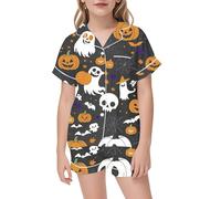 Générique Halloween Pyjamas pour Enfant,Halloween Ensembles de Pyjama Simple Doux Surpyjama Vetement Enfant Ado Tenues Détente Motif Citrouille Enfants 1-12 Ans