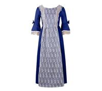 Générique Halloween Robe de Femme Ete Chic Elegant Mi Longue Ensemble Cosplay Boheme Femmes Manche Longue Robe Longue Halloween Femme Vetement Femmes Vintage Robes de Bal Soiree (Blue,3X-Large)