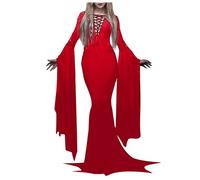 Générique Halloween Robe Gothique Vintage Costume Sorcière Renaissance Costume Sexy Découpé Flare Manche Dress Robe De Soirée À Queue De Poisson Costume Terrifiant De Reine Vampire