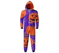 Générique Halloween Robe Moulante Fille Hommes Papa Happy Ensembles Imprimé À Capuche Zipper Jumpsuit Family Outfit Cendrillon 5 Ans(Violet,L)