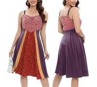 Générique Halloween Robes Portefeuille pour Femmes avec Poches Robe de Spectacle Cospaly Femmes, Tenue Sexy sans Manches, imprimée, Festival Mode Jupe Taille Haute Longue(Rouge,XXL)