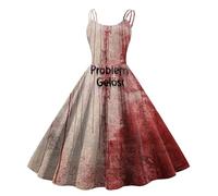 Générique Halloween Robes Pour Les Femmes, MéDiéVal Pour Femmes Robe Maxi Sans Manches éPaule Froide Steampunk Corset Bloody Imprimer VêTements Gothiques Corset Robe Victorienne D'Halloween Party