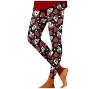Générique Halloween Short Noir Court Dames Mode décontracté thème Amusant imprimé serré Hanche Ascenseur Fitness Exercice Yoga Leggings Pantalons Longs Pantalon Jaune(Rouge,S)