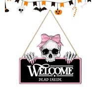 Générique Halloween Sign, Door Hanger, Wooden Circular Display with Spooky Cutout, Fall Porch Accent, Seasonal Signage for Wall, Easy Hook Included, Lightweight Design, UV Resistant Paint