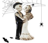 Générique Halloween Skeleton Couple Figurines, Gothic Bride Groom Romantic Sculpture, Exquisite Decorative Statue for Shelf Living Room Kitchen Workplace Table Halloween Home Party Ornament Display