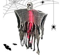 Générique Halloween Skeleton Flying Ghost, Lighted Floating Ornament with Fog Effect, Adorable Hanging Halloween Decoration for Garden Yard Courtyard Wall Classroom Carnival, 31.5x24.02 inches