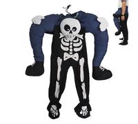 Générique Halloween Skeleton Pajama - Polyester Sponge 114x80cm | Skeleton Costume Jumpsuit With Realistic Bone Print Design For Party, Cosplay, Dress Up And Holiday Use