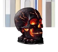 Générique Halloween Skull Lamp, Skull Flame Desk Light, Black Gothic Home Decor, Spooky Party Decoration, Authentic LED Design for Living Room, Table, Shelf, Holiday, Indoor, Outdoor