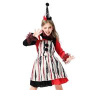 Générique Halloween sous Vêtement Ensemble Costume d pour Filles, Robe de poupée effrayante, Tenues fête Tout-Petits, vêtements Jeu décontractés, Survêtement Fille Velours(Rouge,8 Ans)