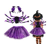 Générique Halloween Spider Costume for Girls, Tutu Dress Up Outfit with Web Headband, 22.05x10.63 Inches Cute Holiday Party Dress at Toddler Kids Teens Students, Ideal to Events, Cosplay, Playtime