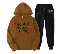 Générique Halloween Stylo Fille Ado Mesdames voyez ce que vous m avez fait avec un ensemble de sweat à capuche amusant imprimé monogramme Bloody Fear Sarouel Homme(Café,3XL)