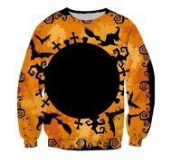 Générique Halloween Sweat Capuche Fermeture Éclair pour Homme Sweat-Shirt à col Rond drôle d imprimé 3D Festif Manches Longues Hommes Chemise Cachemire(H,XXL)