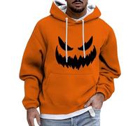Générique Halloween Sweat Capuche Polaire Zippé pour Homme Sweat-Shirt imprimé à Manches Longues Homme, thème Halloween, Automne et Hiver, avec Poche, Habillé(F,S)