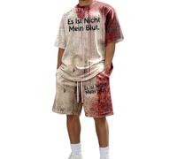 Générique Halloween Sweat Capuche pour Pull Homme Ensemble de Costumes décontractés Hommes, à et imprimé Lettres avec Taches Tenue Polyvalente élégante Sweats Zippé vers Haut(Rouge3,XL)