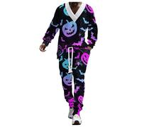 Générique Halloween Sweat Capuche Rouge Noir Pour Homme décontracté hommes tricoté ample à manches longues épaule col en V t-shirt pantalons longs ensemble Mauvais Lapin(Dark Violet,XL)