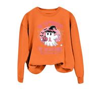 Générique Halloween Sweat Couverture T-Shirts Contre Le Cancer du Sein pour Femmes en Octobre, Nous portons Un Sweat-Shirt sans Capuche Pulls Molletonnés Mignons avec Énonciations(Orange,S)