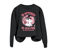 Générique Halloween Sweat Couverture T-Shirts Contre Le Cancer du Sein pour Femmes en Octobre, Nous portons Un Sweat-Shirt sans Capuche Pulls Molletonnés Mignons avec Énonciations(Le Noir,M)