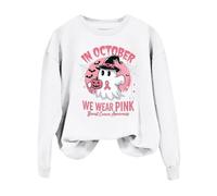 Générique Halloween Sweat Couverture T-Shirts Contre Le Cancer du Sein pour Femmes en Octobre, Nous portons Un Sweat-Shirt sans Capuche Pulls Molletonnés Mignons avec Énonciations(Blanc,M)