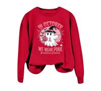 Générique Halloween Sweat Couverture T-Shirts Contre Le Cancer du Sein pour Femmes en Octobre, Nous portons Un Sweat-Shirt sans Capuche Pulls Molletonnés Mignons avec Énonciations(Rouge,L)