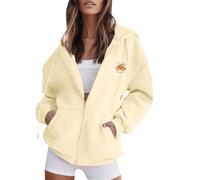 Générique Halloween Sweat Rouge à Capuche zippé décontracté pour Femmes avec imprimé Mignon et Cordon de Serrage Un Usage Quotidien Blouse Body(Beige,M)