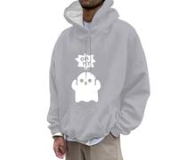 Générique Halloween Sweat sans Homme Pull à Capuche Manches Longues et Cordon de Serrage pour Hommes Femmes, Mode Halloween, Partie décontractée, Impression 3D Pack Sweat-Shirts(Grey,S)
