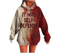 Générique Halloween Sweats a Capuche pour Femme Hoodie à Manches Longues Blood Vampire Déguisement Femmes avec Poche et Cordon Costume Dames Gothique Oversize pour Cosplay