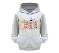 Générique Halloween Sweatshirt Enfant Fille en Bas âge garçons Filles à Manches Longues Lettre Imprime Sweat Capuche Chaud Hauts Pull Enfants Chemisiers De Grande Taille(Grey,2 Ans)