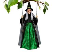 Générique Halloween Swing Witch - Hanging Decor | 1.8M Gothic Prop | 1.8m Hangable Witch On A Swing Made With Snow Gauze, Wood, Rope And PP For Porch, Yard, Mantel Or Haunted Houses
